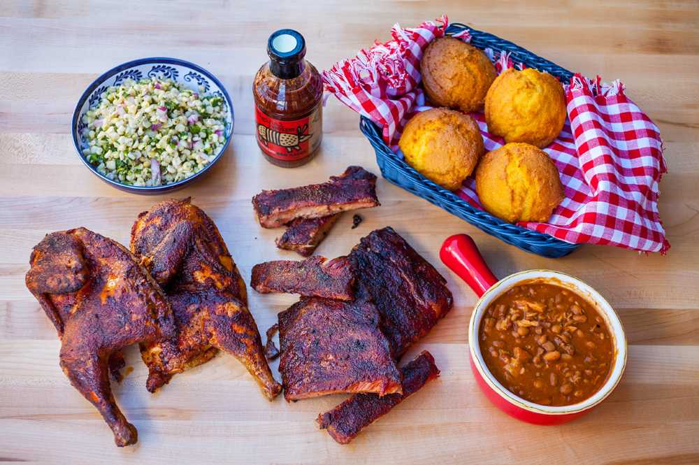 BBQ meal aerial view